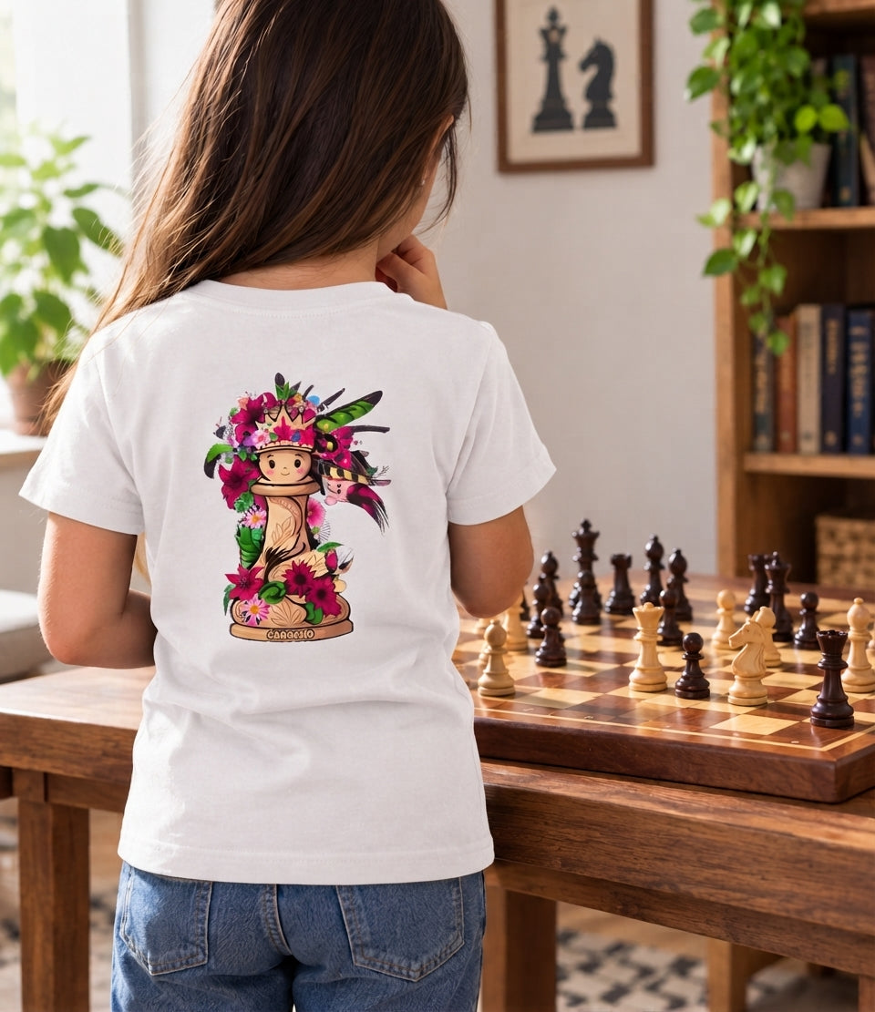 camiseta ajedrez floral